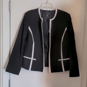 Black Label Black and White Open-Front Trim Blazer